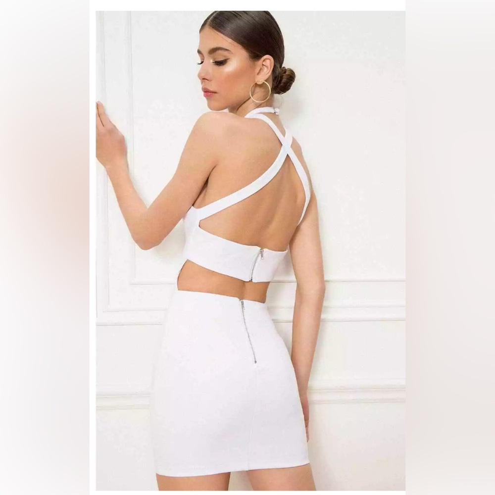 REVOLVE White Crisscross Back Mini Dress